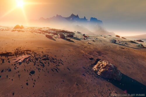 Martian landscape visual evolution illustrations