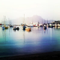 View on the vessels from the beach