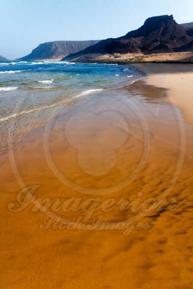 Beach, waves and mountains in Cape Verde
